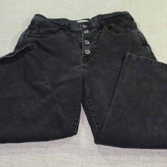 Levi's 28x24* Black Button Fly Mile High Cropped Wide Leg Jeans - Picture 1 of 9